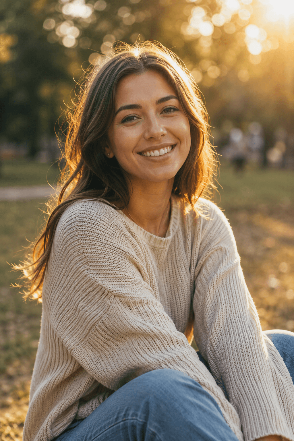 Lifestyle & outdoor example — Golden-hour natural light with shallow depth of field for an approachable, real-world look.